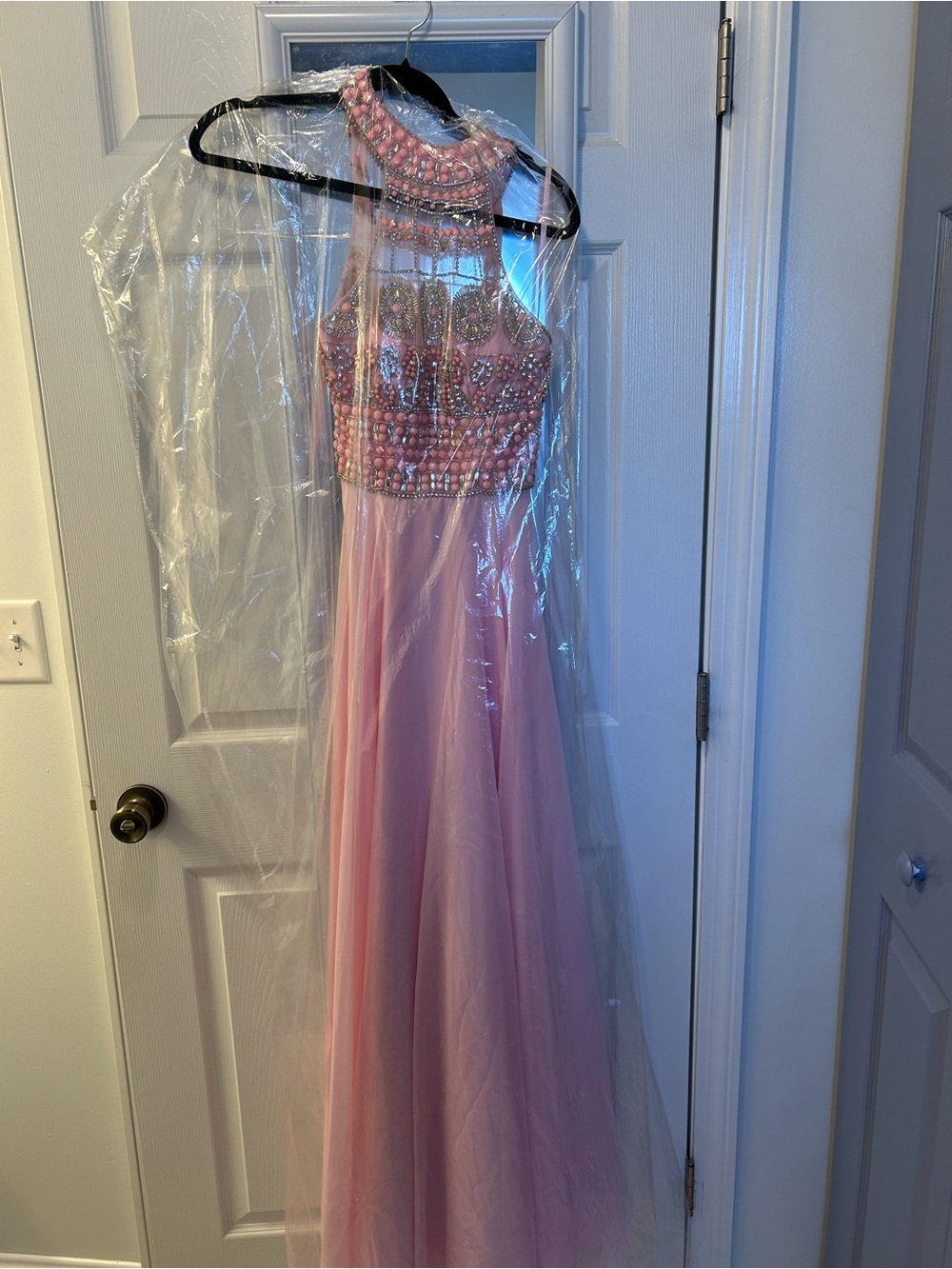 Aspeed design Pink Beaded Halter Formal Dress XXS NWT